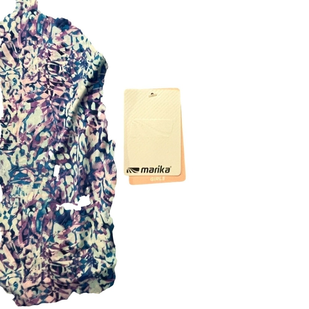 Marika Girls Performance Tank Top Tie Dye Blue Pink Tie Back Accent L 14/16 NEW - Picture 7 of 7